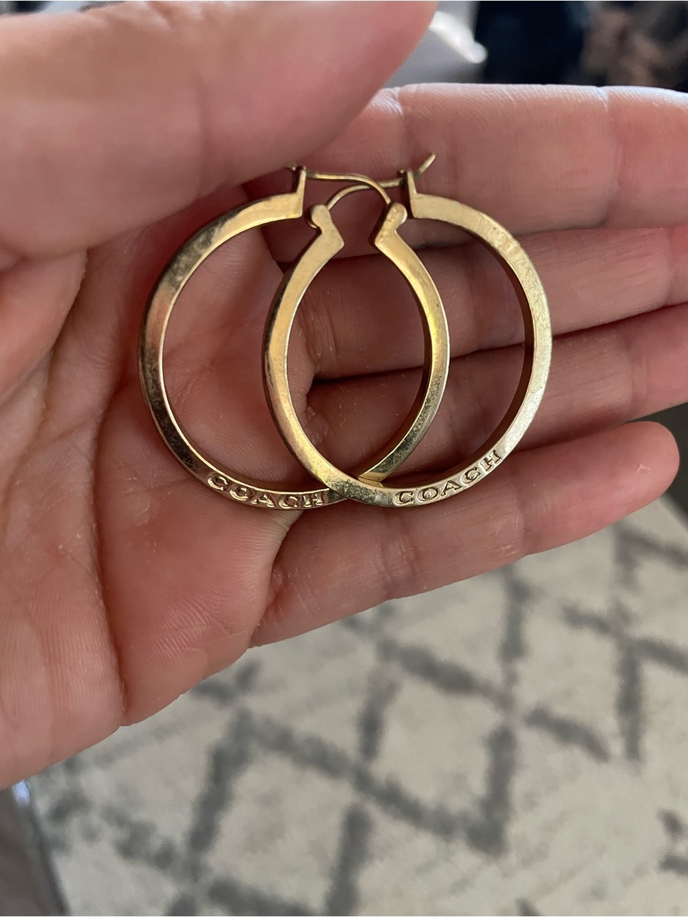 Coach Gold Logo Hoop Earrings - Picture 2 of 2